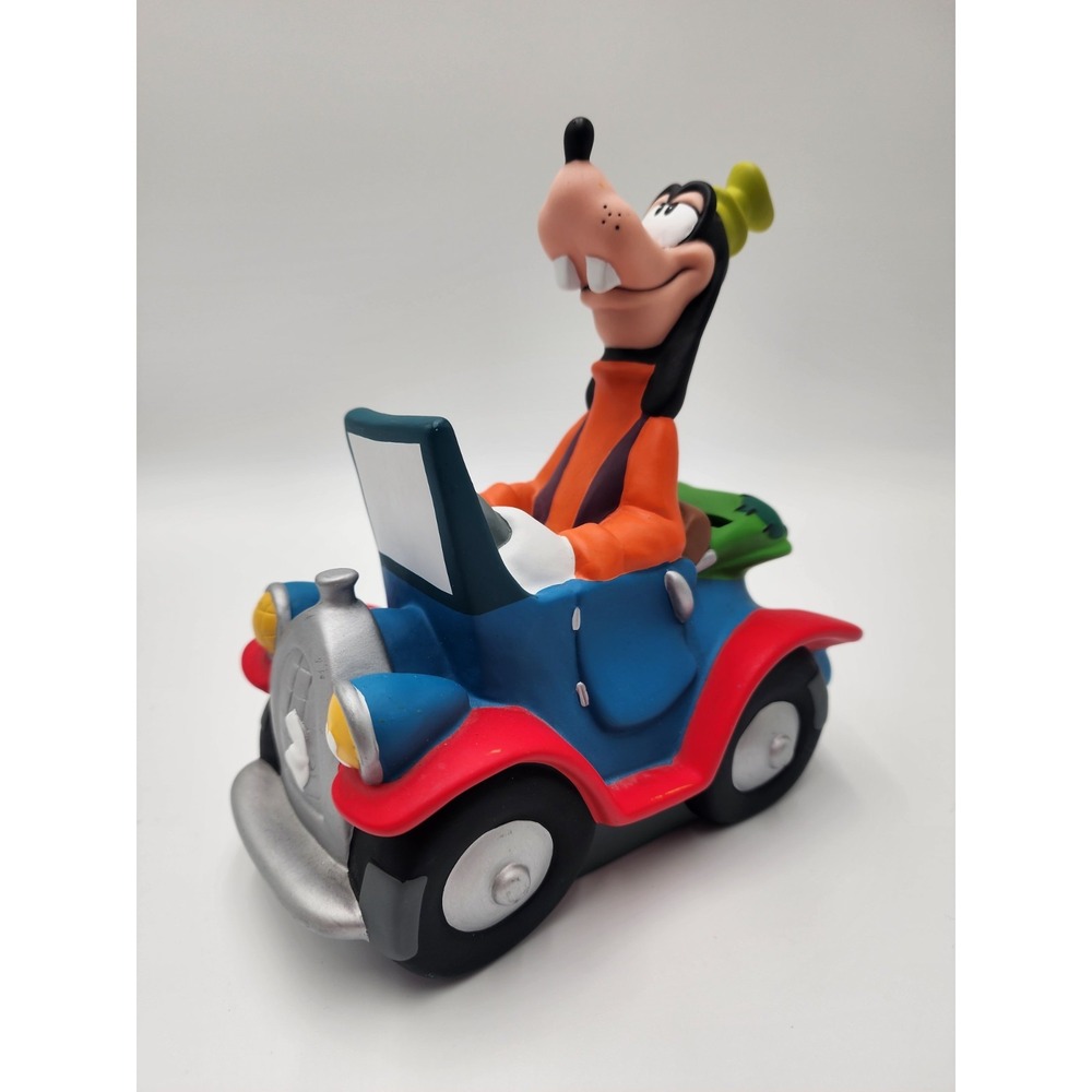 Vintage Disney Goofy In Car Piggy Coin Bank‎ Hard Rubber with Stopper